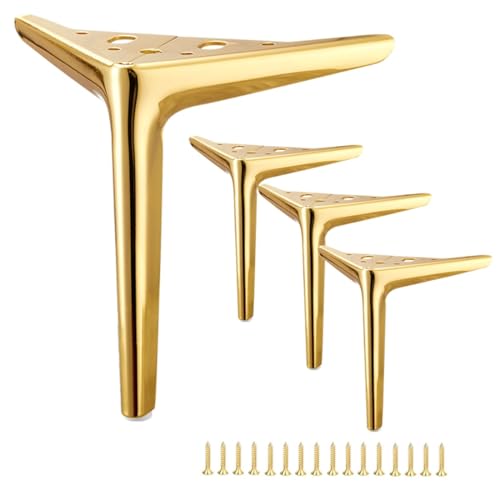 Möbelbeine aus schwarzem Metall, verstellbare Höhe 10,2 - 25,4 cm, dreieckige Stützfüße für Couch, Sofa, Tisch, Ersatzbeine, robust und (H 15 cm), 4 Stück von Generisch