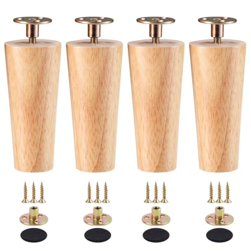 Möbelfüße Holz 15cm 10cm, Regal Bett Füße für Möbel, Füsse für Kommoden, Ersatz Massivholz Möbelfuss 4 Stück, Schrank Sofa Beine für Möbel, mit vorgebohrten Bolzen & Montageplatten & Schrauben(Natural Möbelfüße Holz 15cm 10cm, Regal Bett Füße für Möbel, Füsse für Kommoden, Ersatz Massivholz Möbelfuss 4 Stück, Schrank Sofa Beine für Möbel, mit vorgebohrten Bolzen & Montageplatten & Schrauben(Natural von Generisch