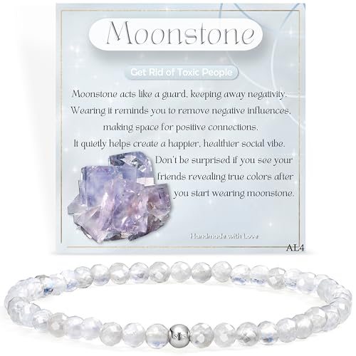 Mondstein – Schutz – Perlenarmbänder für Frauen, handgefertigte Naturstein-Perlen, 4 mm, 925er Sterlingsilber, Stretch-Armbänder, Chakra-Kristall, Edelsteinschmuck, Geschenke Mondstein – Schutz – Perlenarmbänder für Frauen, handgefertigte Naturstein-Perlen, 4 mm, 925er Sterlingsilber, Stretch-Armbänder, Chakra-Kristall, Edelsteinschmuck, Geschenke von Generisch
