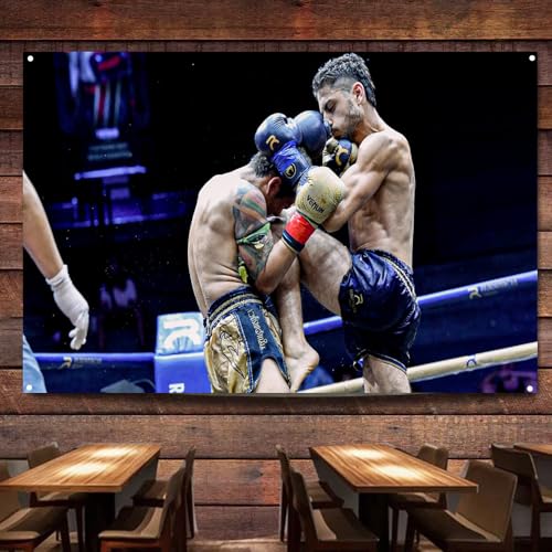 Motivationsposter mit Muay Thai VS Boxen, Wandbehang, Banner und Flagge, Sportkampf, Fitnessstudio, Kampf, Wandkunst, Dekoration, Tapisserie, A1 Motivationsposter mit Muay Thai VS Boxen, Wandbehang, Banner und Flagge, Sportkampf, Fitnessstudio, Kampf, Wandkunst, Dekoration, Tapisserie, A1 von Generisch