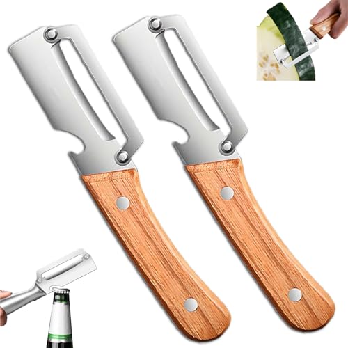 Multi-Functional Vegetable Peeler for Kitchen, Stainless Steel Single Blade Peelers Tool, with Non-Slip Ergonomic Handles and Bottle Opener (2 Pcs) von Generisch