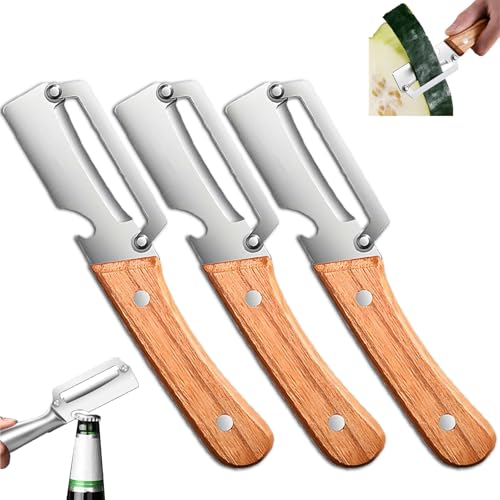 Multi-Functional Vegetable Peeler for Kitchen, Stainless Steel Single Blade Peelers Tool, with Non-Slip Ergonomic Handles and Bottle Opener (3 Pcs) von Generisch