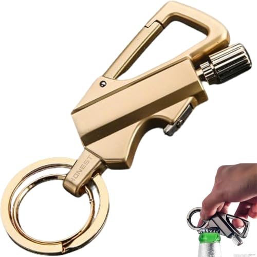 Multifunktionales Feuerzeug, Metal Streichholz Schlüsselanhänger, Ewiges Streichholz Multitool Benzinfeuerzeug als Outdoor Camping Feuerstarter, Unendliches Metallstreichholz(Gold) von Generisch