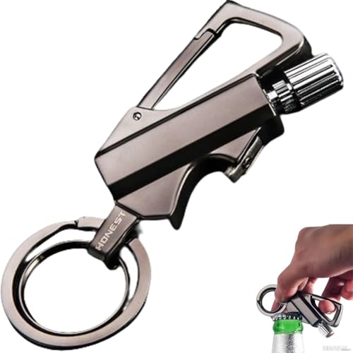 Multifunktionales Feuerzeug, Metal Streichholz Schlüsselanhänger, Ewiges Streichholz Multitool Benzinfeuerzeug als Outdoor Camping Feuerstarter, Unendliches Metallstreichholz(Schwarz) von Generisch
