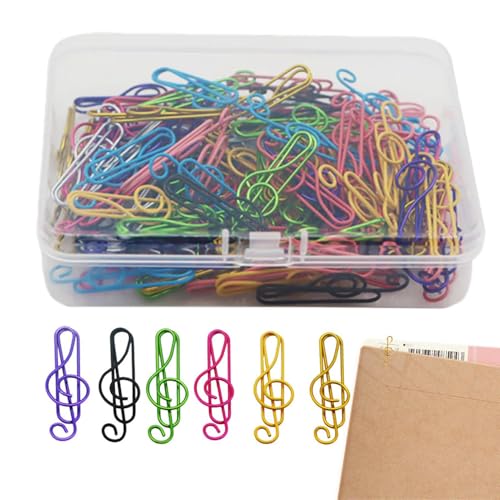 Musik-Büroklammern – 100 Stück Musiknoten geformte Büroklammern | kreative lustige Notenschlüssel-Lesezeichen-Clips | Dokumenten-Büroklammern, Halterungen für Arbeitsplatz, Schulfoto, Lesezeichen von Generisch