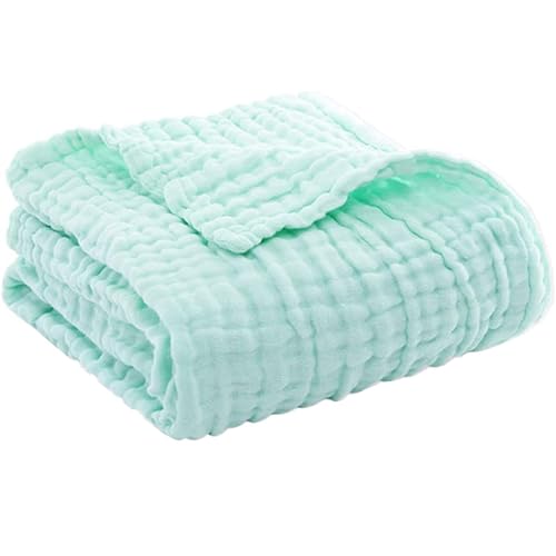 Musselin Decke, Muslin Blanket, Universale Sofadecke Leichte Bequeme Baumwoll Musselin Decke FüR Ganze Saison, 6-lagiges Baumwollgarn, 40er-Zahl (Grün,200 * 230 cm) von Generisch