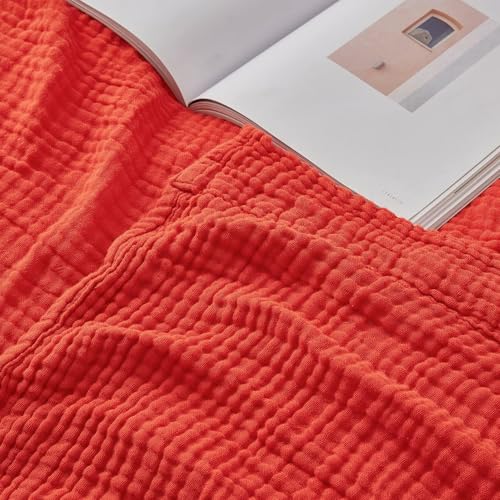 Musselin Decke, Muslin Blanket, Universale Sofadecke Leichte Bequeme Baumwoll Musselin Decke FüR Ganze Saison, 6-lagiges Baumwollgarn, 40er-Zahl (Rosa,200 * 230 cm) von Generisch