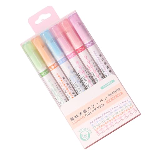 Musterkurvenmarker Stifte - 6 Farbische Highlighter -Set, Kreative Schreiben Und Zeichenwerkzeuge, Dekorative Tintenlinee | Schulschreibabläufe Für Kinder, Teenager, Erwachsene Zum Skizzieren Musterkurvenmarker Stifte - 6 Farbische Highlighter -Set, Kreative Schreiben Und Zeichenwerkzeuge, Dekorative Tintenlinee | Schulschreibabläufe Für Kinder, Teenager, Erwachsene Zum Skizzieren von Generisch