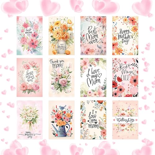 Muttertags-Postkarten, 12 x Blumenpostkarten, 300 g weißes Kartenmaterial, Einladungskarten, herzliche Wertschätzung von Tochter oder Sohn, Papierkarten für Familie, 15 x 10 cm, 1 Set Muttertags-Postkarten, 12 x Blumenpostkarten, 300 g weißes Kartenmaterial, Einladungskarten, herzliche Wertschätzung von Tochter oder Sohn, Papierkarten für Familie, 15 x 10 cm, 1 Set von Generisch