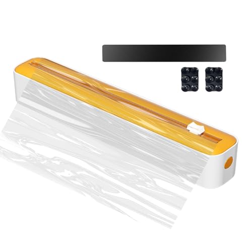 Nachfüllbarer Wrap -Spender, Haftverpackungsspender mit Cutter - Küchenrollen Zinnfolienhalter Cutter & Spender | Praktische Küchenheilungsbeutel Aufbewahrung, Wickelbrötchen -Organizer für Aluminiumf von Generisch