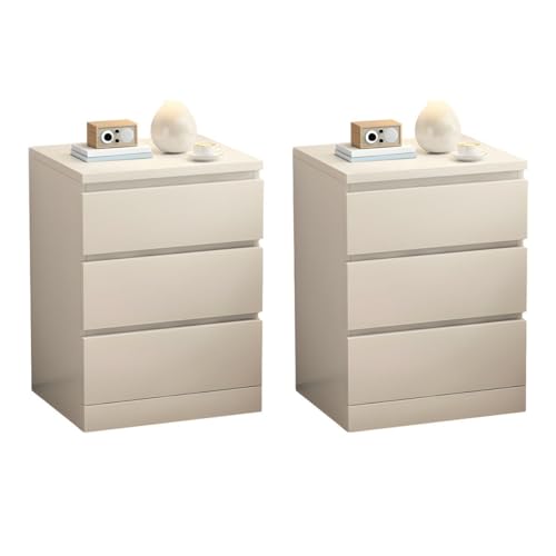 Nachttisch-Set aus Holz, 2-teiliges Nachttisch-Set mit Schublade, elegante weiße Kommode für Schlafzimmer und Wohnzimmer, 45,7 x 35,6 x 61 cm (L x B x H) von Generisch