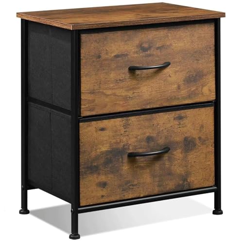 Nachttisch aus Holz mit 2 Schubladen, moderner, schlanker, bodenstehender Kommode für Schlafzimmer, Arbeitszimmer, Büro, schmaler Beistelltisch von Generisch