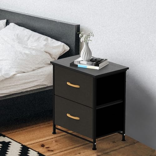 Nachttisch aus Holz mit 2 Schubladen, moderner, schlanker, bodenstehender Kommode für Schlafzimmer, Arbeitszimmer, Büro, schmaler Beistelltisch Nachttisch aus Holz mit 2 Schubladen, moderner, schlanker, bodenstehender Kommode für Schlafzimmer, Arbeitszimmer, Büro, schmaler Beistelltisch von Generisch