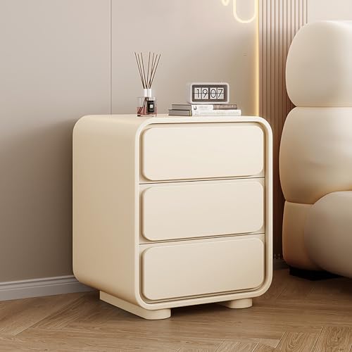 Nachttisch aus Holz mit 3 Schubladen – massiver Nachttisch, bodenstehend, moderne Kommode, schmales Design für Schlafzimmer, funktionaler Beistelltisch von Generisch