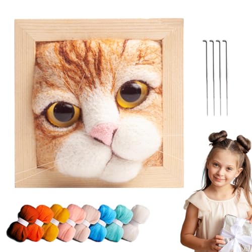 Nadelfilz-Sets Für Anfänger,Wollfilz-Set Katze | Niedlicher Dekorativer Fotorahmen, Katzenkopf, Filzen, Basteln | Tier-Katzen-Handwerksfilzset -Mit Schritt-für-Schritt-Anleitung, Hübsches Katzendekor Nadelfilz-Sets Für Anfänger,Wollfilz-Set Katze | Niedlicher Dekorativer Fotorahmen, Katzenkopf, Filzen, Basteln | Tier-Katzen-Handwerksfilzset -Mit Schritt-für-Schritt-Anleitung, Hübsches Katzendekor von Generisch