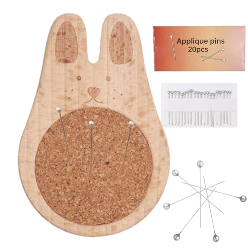 Nadelkissen zum Nähen, niedliches Tier-Holznadelkissen mit 20 Nadeln, tragbares Bastelzubehör zum Stricken, Sticken, Nähen, für den täglichen Gebrauch von Generisch