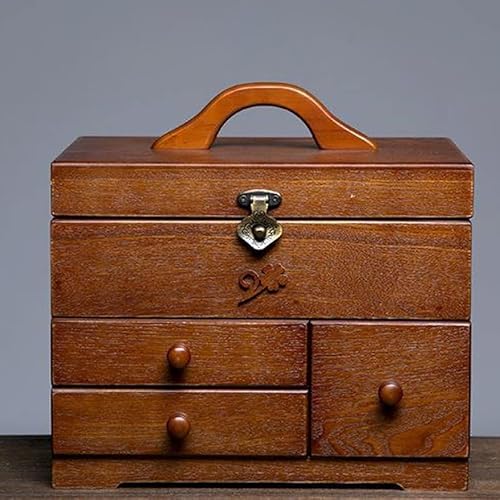 Nähkasten aus Holz mit 3 Schubladen, perfekt für Heimwerker, Kleidung und Bettwäsche, multifunktionaler Organizer für Werkzeuge und Stoffe Nähkasten aus Holz mit 3 Schubladen, perfekt für Heimwerker, Kleidung und Bettwäsche, multifunktionaler Organizer für Werkzeuge und Stoffe von Generisch