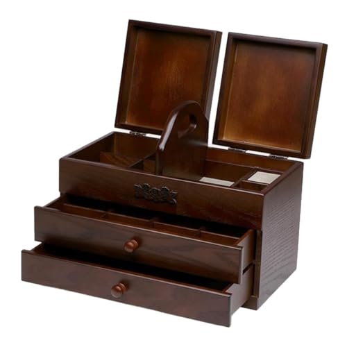 Nähkorb-Organizer aus Holz, Vintage-Schubladenbox für Näh- und Stickzubehör, Schreibtisch-Aufbewahrungslösung Nähkorb-Organizer aus Holz, Vintage-Schubladenbox für Näh- und Stickzubehör, Schreibtisch-Aufbewahrungslösung von Generisch