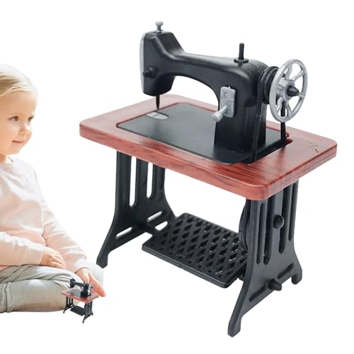 Nähmaschinen -Szenenmodell | Kleine 1:24 Modellpuppe Home Sewing Machine | Landschaft Ornament Doll Home Möbelzubehör für Esszimmer, Wohnzimmer von Generisch
