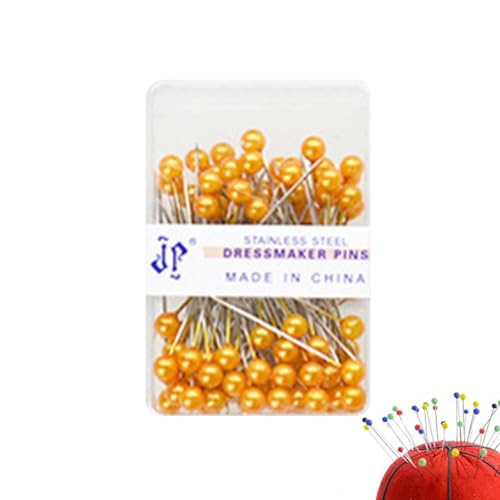 Nähnadeln für Kleidung, Nähnadeln, gerade Nadeln,Bunte Perlglanznadeln zur Positionierung von Kleidungsstücken | Gerade Stecknadeln mit Kasten- und Kugelköpfen, Perlmutt-Quiltnadeln für Bastelprojekte von Generisch