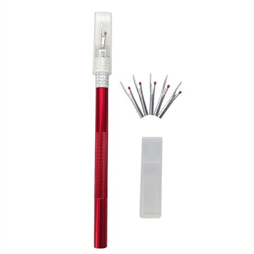 Nähnahttrenner-Set, Nahttrenner, Fadenschneider, Nähwerkzeug mit 5 Ersatzköpfen zum Öffnen von Nähten und Säumen, Stickstichentferner-Werkzeug-Set (rot) von Generisch