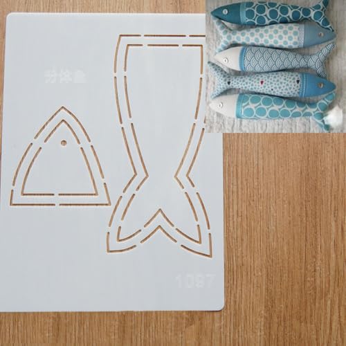 Nähschablone mit niedlichen Tiermotiven, Quilt-Vorlagen, Zeichenvorlage, Tutorial, weicher Kunststoff, Stickvorlage, Patchworks, Handkonto, Quilt-Lineal für Bastelarbeiten, Kunst, 1097 geteilte Fische von Generisch