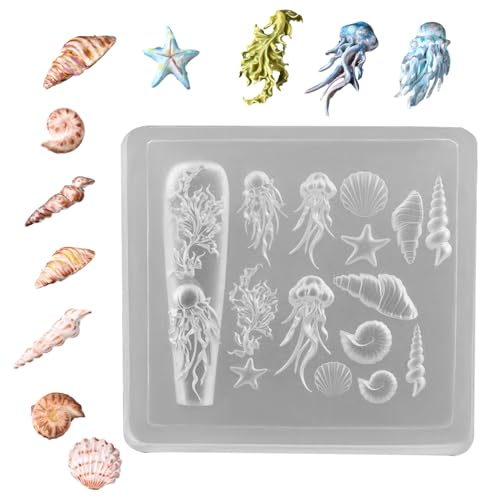 Nagel Charm Formen,Gravur-Deko-Schablone - 3D Meeresthema Silikonformen Schmuckherstellung Werkzeuge Mit Epoxidharz Bastelzubehör Für Salon Und Heimgebrauch Nagel Charm Formen,Gravur-Deko-Schablone - 3D Meeresthema Silikonformen Schmuckherstellung Werkzeuge Mit Epoxidharz Bastelzubehör Für Salon Und Heimgebrauch von Generisch