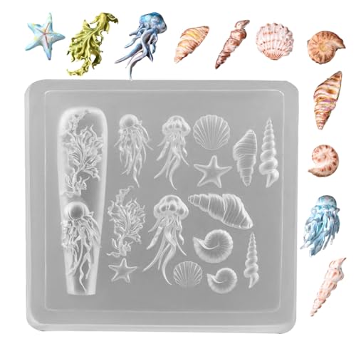 Nagel Silikonform, Gravur-Deko-Schablone, 3D Meeresthema Silikonformen Schmuckherstellung Werkzeuge Mit Epoxidharz Bastelzubehör Für Salon Und Heimgebrauch Nagel Silikonform, Gravur-Deko-Schablone, 3D Meeresthema Silikonformen Schmuckherstellung Werkzeuge Mit Epoxidharz Bastelzubehör Für Salon Und Heimgebrauch von Generisch