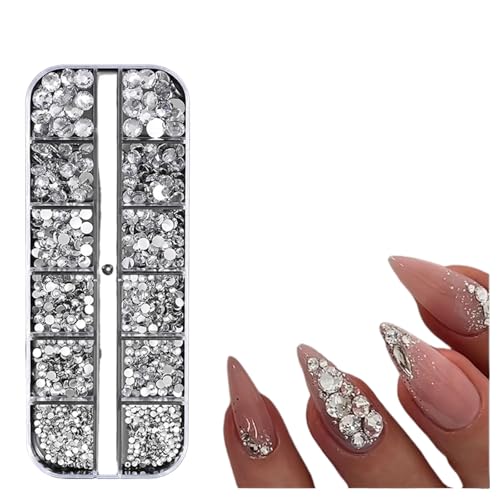 Nagelkunst-Strasssteine-Set, 12 Fächer, bunte Glas-Kristallsteine, DIY, Maniküre, Dekoration, 3D, facettenreiche Nageldiamanten für Make-up, Nägel und Bastelarbeiten Nagelkunst-Strasssteine-Set, 12 Fächer, bunte Glas-Kristallsteine, DIY, Maniküre, Dekoration, 3D, facettenreiche Nageldiamanten für Make-up, Nägel und Bastelarbeiten von Generisch