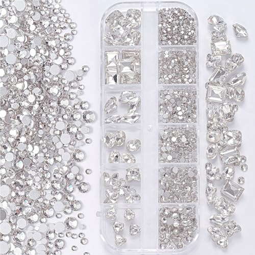 Nail Art Strass steine Kit 12 Gitter Bunte Fladenglas Kristall Edelsteine DIY Maniküre Dekor 3D facetten reicher Nagel diamant für Make-up, Nägel und Handwerk Nail Art Strass steine Kit 12 Gitter Bunte Fladenglas Kristall Edelsteine DIY Maniküre Dekor 3D facetten reicher Nagel diamant für Make-up, Nägel und Handwerk von Generisch