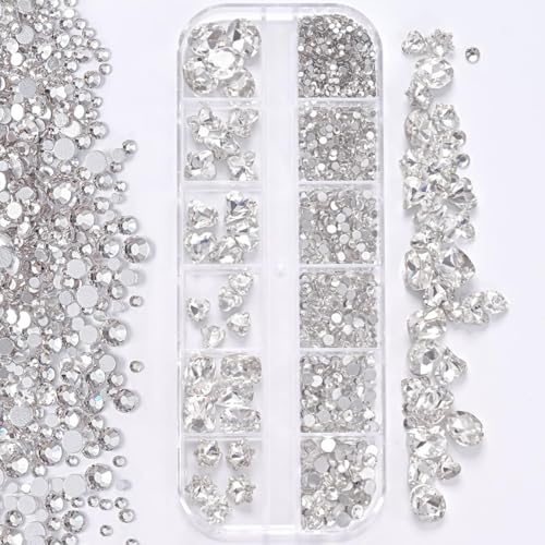 Nail Art Strass steine-Kristall klar Flat back Strass steine, 3D Multi Form Größe Kristall, Champagner Gold Nagel Edelsteine, mit Kit, für DIY Dekorationen Nail Art Strass steine-Kristall klar Flat back Strass steine, 3D Multi Form Größe Kristall, Champagner Gold Nagel Edelsteine, mit Kit, für DIY Dekorationen von Generisch