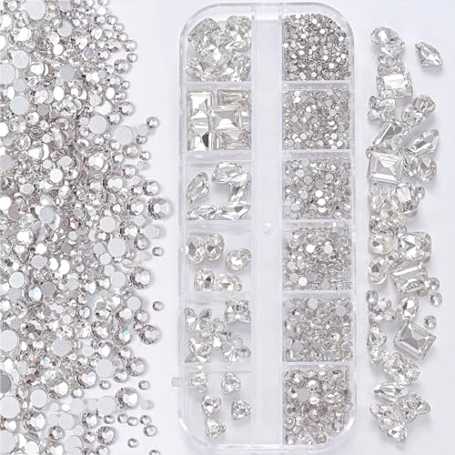 Nail Art Strass steine-Kristall klar Flat back Strass steine, 3D Multi Form Größe Kristall, Champagner Gold Nagel Edelsteine, mit Kit, für DIY Dekorationen Nail Art Strass steine-Kristall klar Flat back Strass steine, 3D Multi Form Größe Kristall, Champagner Gold Nagel Edelsteine, mit Kit, für DIY Dekorationen von Generisch