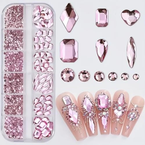 Nail Art Strass steine-Kristall klar Flat back Strass steine, 3D Multi Form Größe Kristall, Champagner Gold Nagel Edelsteine, mit Kit, für DIY Dekorationen Nail Art Strass steine-Kristall klar Flat back Strass steine, 3D Multi Form Größe Kristall, Champagner Gold Nagel Edelsteine, mit Kit, für DIY Dekorationen von Generisch