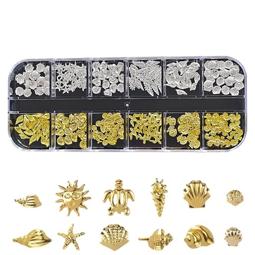 Nail Charms,Nail Art Charms,Gold Strand Ozeannieten Nagelschmuck,Koralle Seestern Strasssteine Nägel,Diamanten für Nagelkunst,3D Ocean Nail für Frauen,für Nagel Dekorationen DIY (Gold und Silber-B) Nail Charms,Nail Art Charms,Gold Strand Ozeannieten Nagelschmuck,Koralle Seestern Strasssteine Nägel,Diamanten für Nagelkunst,3D Ocean Nail für Frauen,für Nagel Dekorationen DIY (Gold und Silber-B) von Generisch