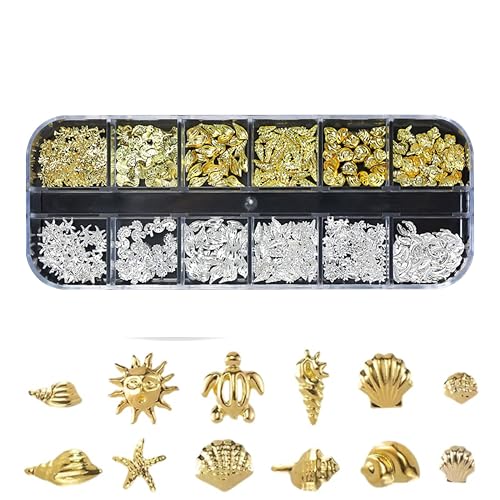 Nail Charms,Nail Art Charms,Gold Strand Ozeannieten Nagelschmuck,Koralle Seestern Strasssteine Nägel,Diamanten für Nagelkunst,3D Ocean Nail für Frauen,für Nagel Dekorationen DIY (Gold und Silber-A) Nail Charms,Nail Art Charms,Gold Strand Ozeannieten Nagelschmuck,Koralle Seestern Strasssteine Nägel,Diamanten für Nagelkunst,3D Ocean Nail für Frauen,für Nagel Dekorationen DIY (Gold und Silber-A) von Generisch