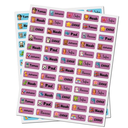Namensaufkleber Kinder für Schule und Kindergarten – Aufkleber Namen Kinder, Namensschilder für Kleidung, Personalisierte Etiketten selbstklebend von Generisch