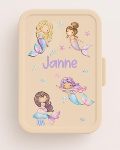 Namensaufkleber Meerjungfrau – personalisiert – Sticker mit Namen – spülmaschinenfest & wasserfest – für Brotdose, Flasche, Schule, Kita – A6 A5 A4 (DIN A6 (10,5 × 14,8 cm)) von Generisch