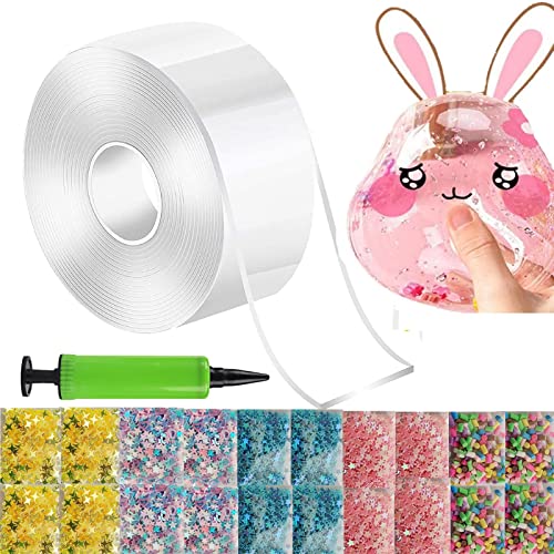 Nano Tape Bubble Kit, doppelseitiges Klebeband Plastikblase, super elastische Blase Ballons mit Inflator und 20 Pack Blase Füllung von Generisch