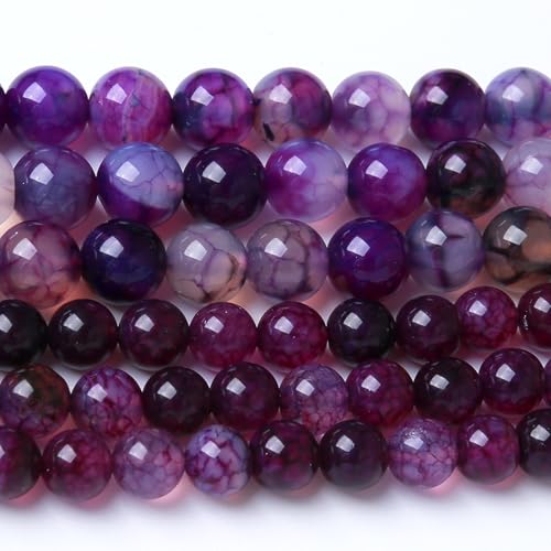 Natürliche, geheimnisvolle lila Achat-Perlen, Edelstein, runde Kristall-Energie für Schmuckherstellung, DIY-Armband, Halskette, 1 Strang, 39,4 cm, 35 Stück, 10 mm von Generisch
