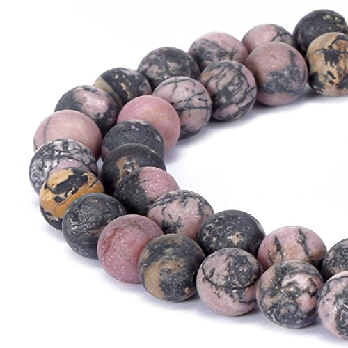 Natürliche Achat-Edelsteine, matt, rund, lose Perlen für Schmuckherstellung (6 mm, Rhodonit) von Generisch