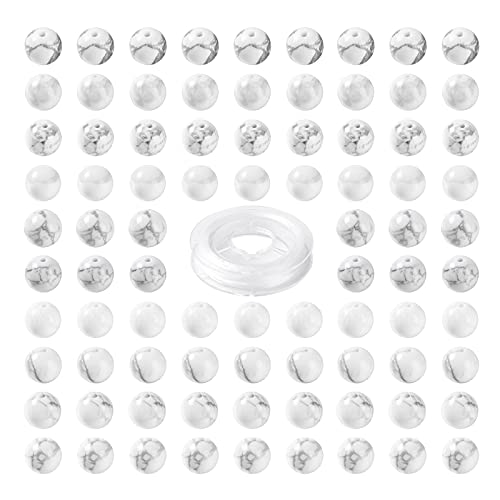 Natürliche Howlith-Edelsteinperlen, rund, lose Steinperlen mit elastischem Kristallfaden für Damen, Armband, Halskette, Schmuckherstellung, 8 mm, 100 Stück Natürliche Howlith-Edelsteinperlen, rund, lose Steinperlen mit elastischem Kristallfaden für Damen, Armband, Halskette, Schmuckherstellung, 8 mm, 100 Stück von Generisch