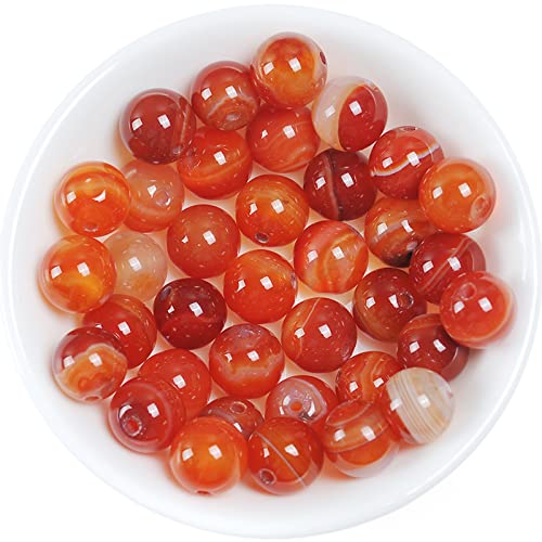 Natürliche Kristallperlen, 12 mm, rote Streifen, Onyx-Achat, Edelstein, rund, lose Energieheilperlen für Armbänder, Halsketten, Ohrringe, Schmuckherstellung, 30 Stück Natürliche Kristallperlen, 12 mm, rote Streifen, Onyx-Achat, Edelstein, rund, lose Energieheilperlen für Armbänder, Halsketten, Ohrringe, Schmuckherstellung, 30 Stück von Generisch