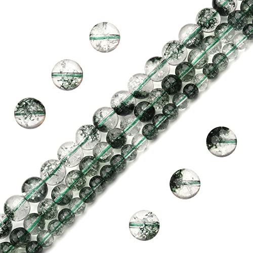 Natürliche Kristallperlen, 6 mm, grüner Geist, poliert, rund, glatt, Edelsteinperlen für Schmuckherstellung, Erwachsene, 38,1 cm (grüner Geist, 6 mm) von Generisch