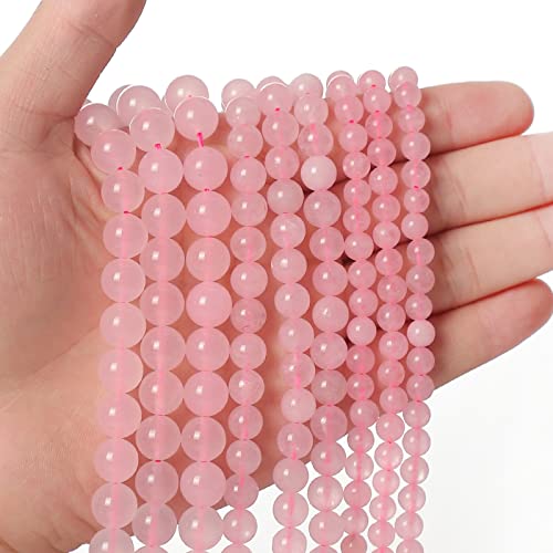 Natürliche Rosenquarz-Edelsteine, rund, lose Perlen (Energieheilung), 8 mm, 45 Stück, für DIY-Schmuckherstellung (Armband/Halskette) ​ von Generisch