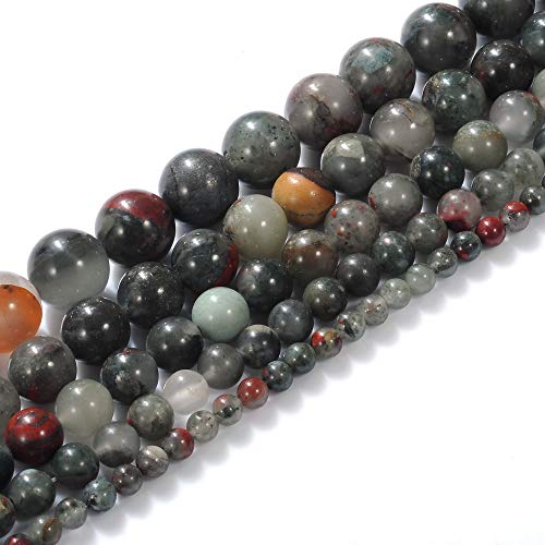 Natürliche afrikanische Blut-Edelsteine, rund, lose Perlen (Energie/Heilung), 4 mm, 1 Strang, 15 Stück, für DIY-Schmuckherstellung von Generisch