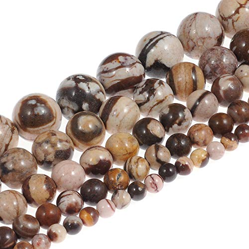 Natürliche australische Zebra-Edelsteine, rund, lose Perlen (Energie/Heilung), 10 mm, 1 Strang, 15 Stück, für DIY-Schmuckherstellung von Generisch