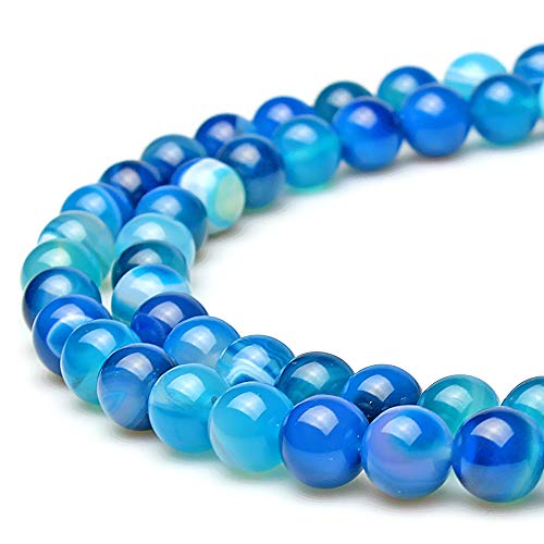 Natürliche blau gestreifte Achat-Perlen, rund, lose Perlen, 6 mm, für DIY-Armbänder, Halsketten Natürliche blau gestreifte Achat-Perlen, rund, lose Perlen, 6 mm, für DIY-Armbänder, Halsketten von Generisch