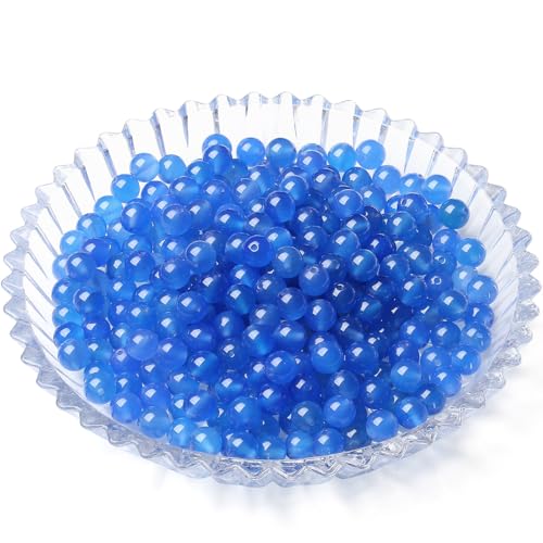 Natürliche blaue Achat-Kristallperlen (echt) – 8 mm, 47 Stück, für DIY-Schmuckherstellung von Generisch