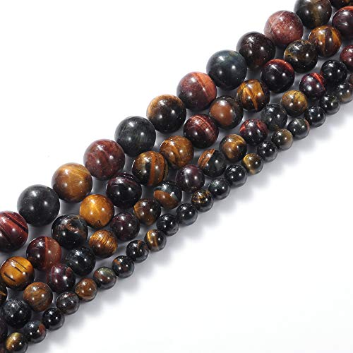 Natürliche dreifarbige Tigerauge-Edelsteine, rund, lose Perlen (Energie/Heilung), 6 mm, 1 Strang, 15 Stück, für DIY-Schmuckherstellung von Generisch