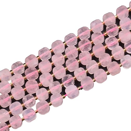 Natürliche facettierte Steinperlen zur Schmuckherstellung, Verkauf pro Beutel, 5 Stränge innen, Würfel, Rosenquarz, 8 mm, Eu9-k9704 von Generisch